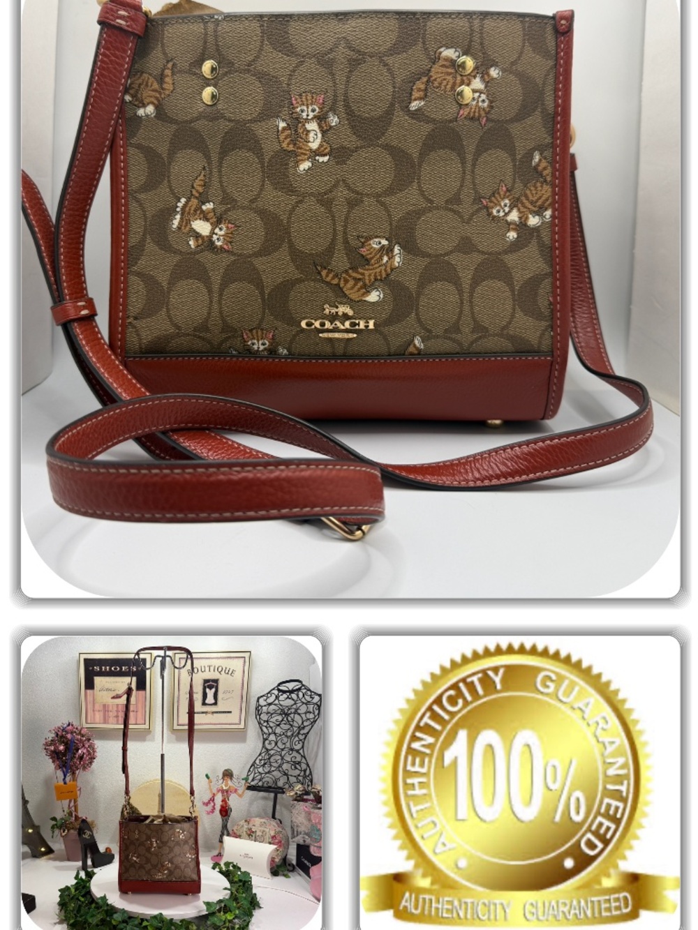 REGAL COACH DANCING KITTEN MONOGRAM 2-WAY TOTE HANDBAG!